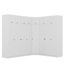 Minar Kale 8 Kapaklı 4 Ç Köşe Dolap + Yüklük Beyaz Mebran Panjur 210CM