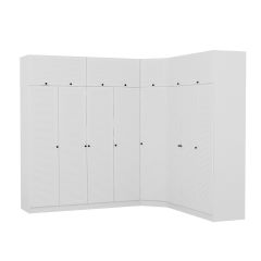 Minar Kale 8 Kapaklı 4 Ç Köşe Dolap + Yüklük Beyaz Mebran Panjur 210CM