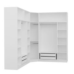 Minar Kale 8 Kapaklı 4 Ç Köşe Dolap + Yüklük Beyaz Mebran Panjur 210CM