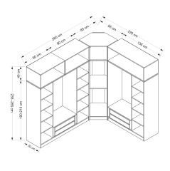 Minar Kale 8 Kapaklı 4 Ç Köşe Dolap + Yüklük Beyaz Mebran Panjur 210CM
