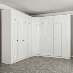 Minar Kale 9 Kapaklı 4 Ç Köşe Dolap + Yüklük Beyaz Mebran Panjur 190CM