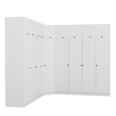 Minar Kale 9 Kapaklı 4 Ç Köşe Dolap + Yüklük Beyaz Mebran Panjur 190CM