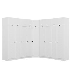 Minar Kale 9 Kapaklı 4 Ç Köşe Dolap + Yüklük Beyaz Mebran Panjur 190CM