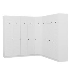 Minar Kale 9 Kapaklı 4 Ç Köşe Dolap + Yüklük Beyaz Mebran Panjur 190CM