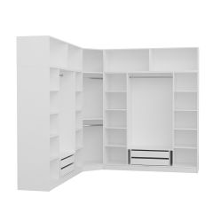 Minar Kale 9 Kapaklı 4 Ç Köşe Dolap + Yüklük Beyaz Mebran Panjur 190CM