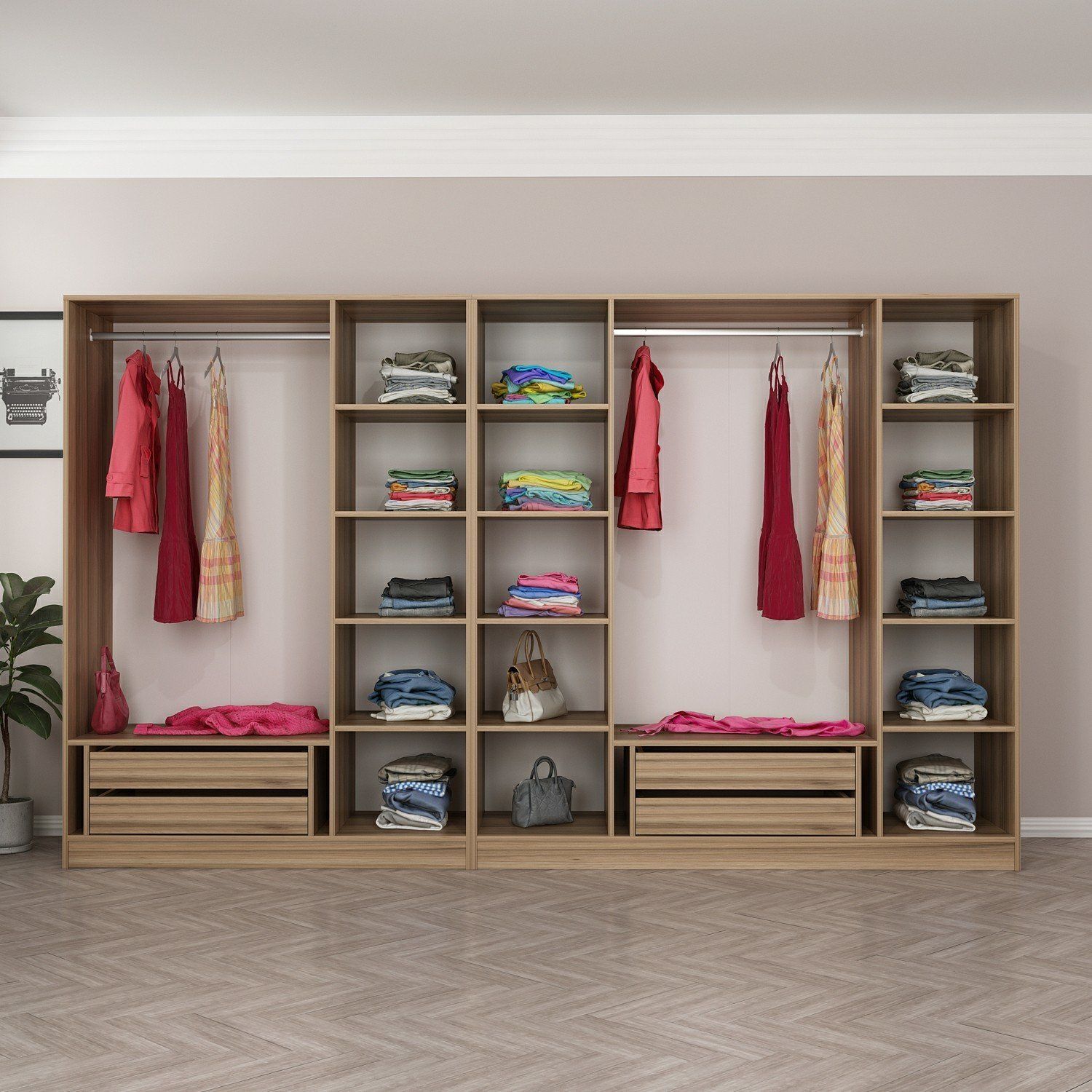 Minar Kale 7 Bölmeli 4 Ç Giyinme Dolabı Dore