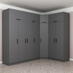 Minar Kale 7 Kapaklı 2 Ç Köşe Dolap + Yüklük Antrasit