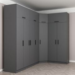 Minar Kale 7 Kapaklı 2 Ç Köşe Dolap + Yüklük Antrasit