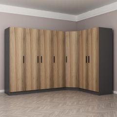 Minar Kale 7 Kapaklı 2 Ç Köşe Dolap Antrasit Dore