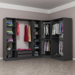 Minar Kale 7 Kapaklı 2 Ç Köşe Dolap Antrasit Dore