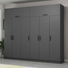 Minar Kale 6 Kapaklı 2 Çekmeceli Dolap Ve Yüklük Antrasit