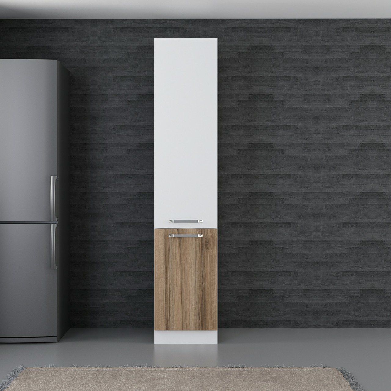 Minar 45 Cm Mutfak Boy Dolabı - Beyaz/Dore D45-D1