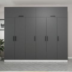 Minar Kale 6 Kapaklı 2 Çekmeceli Dolap Ve Yüklük Beyaz Antrasit