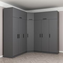 Minar Kale 7 Kapaklı 4 Ç Köşe Dolap + Yüklük Antrasit