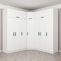 Minar Kale 7 Kapaklı 4 Ç Köşe Dolap + Yüklük Beyaz