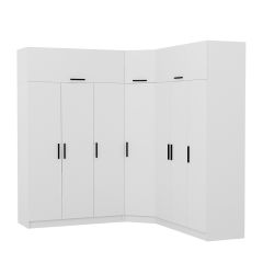 Minar Kale 7 Kapaklı 4 Ç Köşe Dolap + Yüklük Beyaz