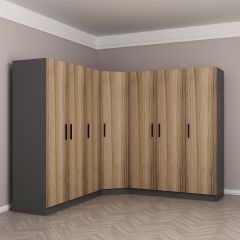 Minar Kale 7 Kapaklı 4 Ç Köşe Dolap Antrasit Dore