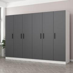 Minar Kale 6 Kapaklı 4 Çekmeceli Dolap Beyaz Antrasit