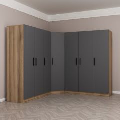 Minar Kale 7 Kapaklı 4 Ç Köşe Dolap Dore Antrasit