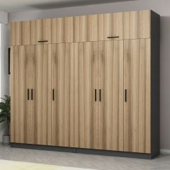 Minar Kale 6 Kapaklı 4 Çekmeceli Dolap Ve Yüklük Antrasit Dore