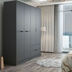 Elina 4 Kapaklı Dolap - Antrasit/Antrasit