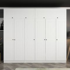 Minar Kale 6 Mebran Kapaklı 2 İç Çekmeceli Dolap Ve Yüklük Beyaz