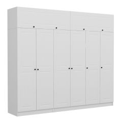 Minar Kale 6 Mebran Kapaklı 2 İç Çekmeceli Dolap Ve Yüklük Beyaz