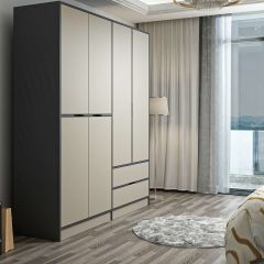 Elina 4 Kapaklı Dolap - Antrasit/Kumtaşı