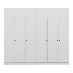 Minar Kale 6 Mebran Kapaklı 4 İç Çekmeceli Dolap Ve Yüklük Beyaz