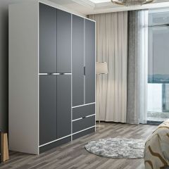 Elina 4 Kapaklı Dolap - Beyaz/Antrasit