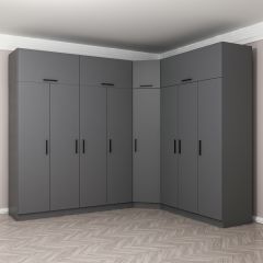 Minar Kale 8 Kapaklı 4 Ç Köşe Dolap + Yüklük Antrasit