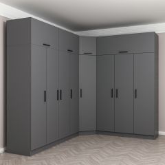 Minar Kale 8 Kapaklı 4 Ç Köşe Dolap + Yüklük Antrasit