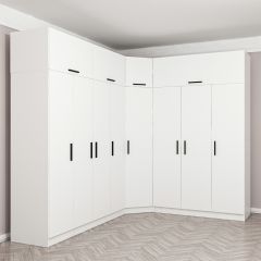 Minar Kale 8 Kapaklı 4 Ç Köşe Dolap + Yüklük Beyaz