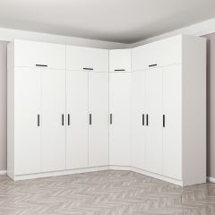 Minar Kale 8 Kapaklı 4 Ç Köşe Dolap + Yüklük Beyaz