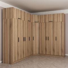 Minar Kale 8 Kapaklı 4 Ç Köşe Dolap + Yüklük Dore