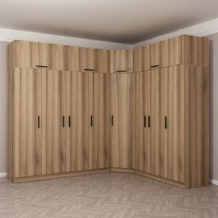 Minar Kale 8 Kapaklı 4 Ç Köşe Dolap + Yüklük Dore