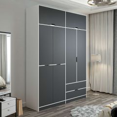 Elina 4 Kapaklı Dolap + Yüklük - Beyaz/Antrasit