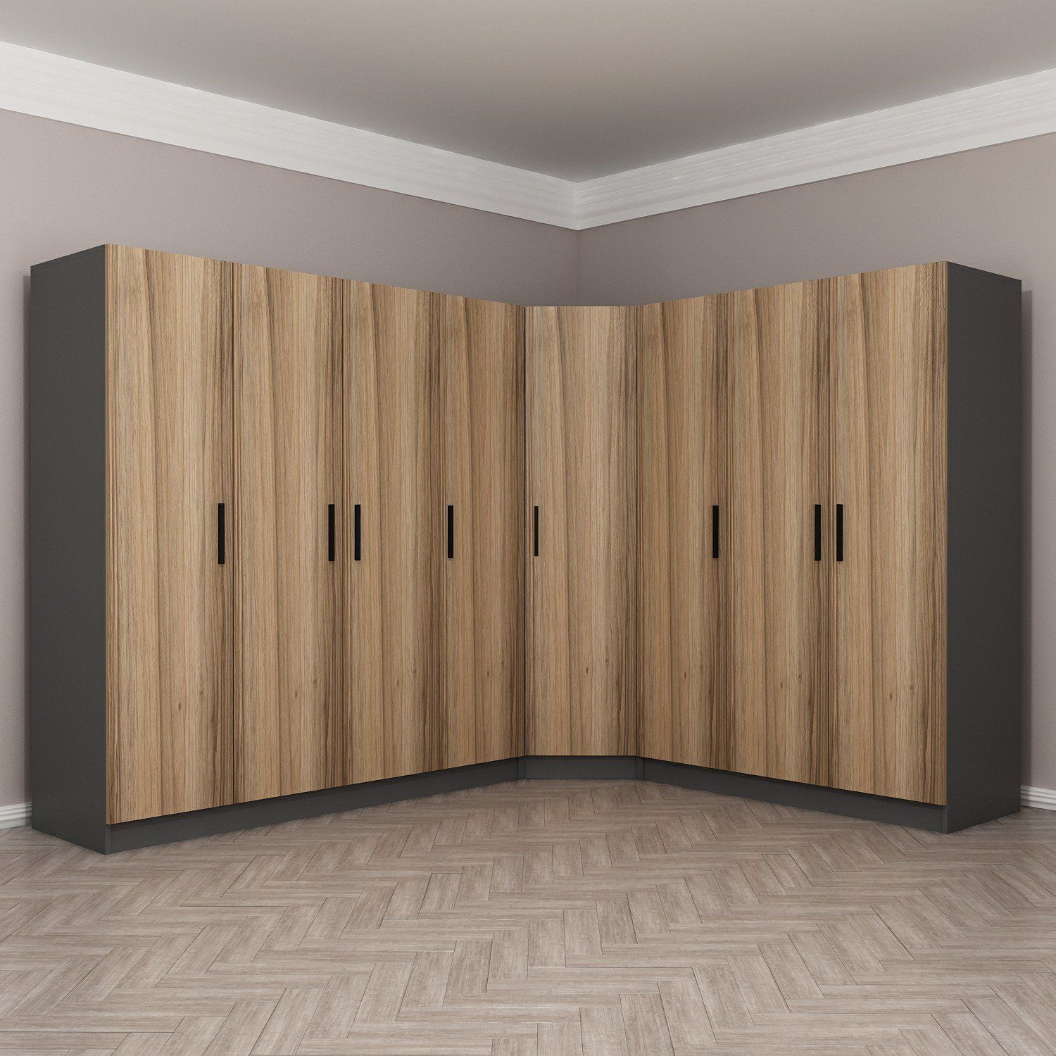 Minar Kale 8 Kapaklı 4 Ç Köşe Dolap Antrasit Dore