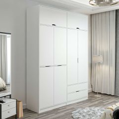 Elina 4 Kapaklı Dolap + Yüklük - Beyaz/Beyaz