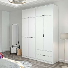 Elina 4 Kapaklı Dolap + Yüklük - Beyaz/Beyaz