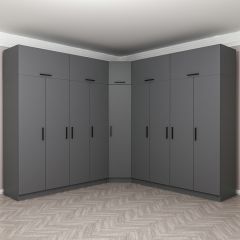 Minar Kale 9 Kapaklı 4 Ç Köşe Dolap + Yüklük Antrasit