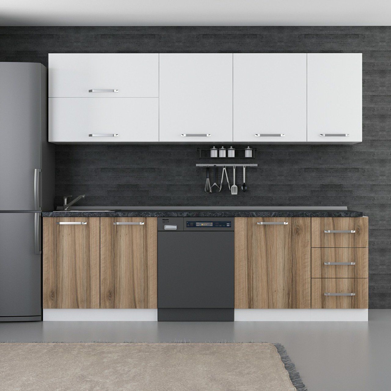 Minar 255 Cm Mutfak Dolabı Beyaz Dore 255-D10