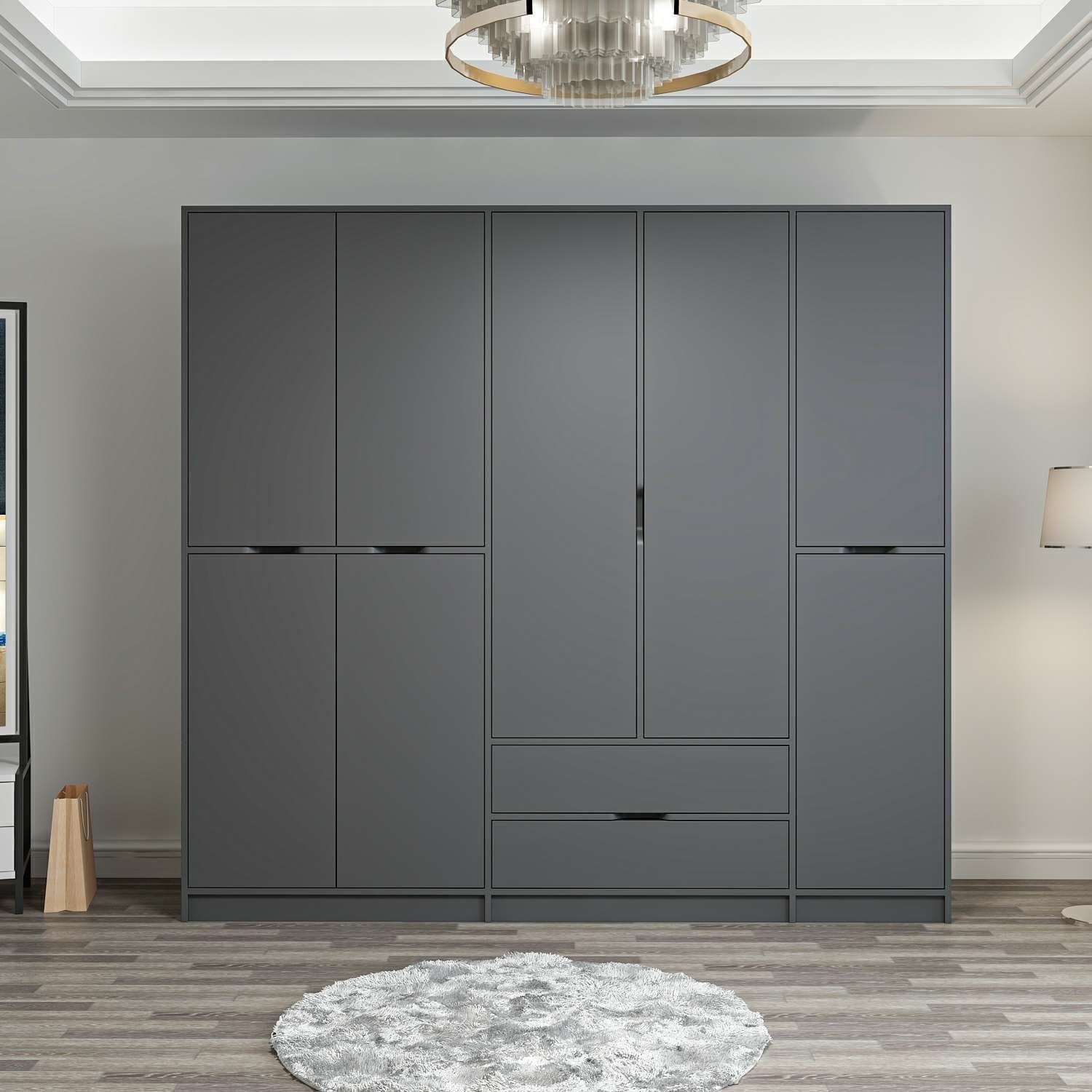 Elina 5 Kapaklı Dolap - Antrasit/Antrasit