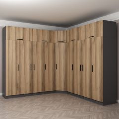 Minar Kale 9 Kapaklı 4 Ç Köşe Dolap + Yüklük Antrasit Dore