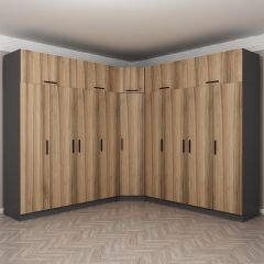 Minar Kale 9 Kapaklı 4 Ç Köşe Dolap + Yüklük Antrasit Dore