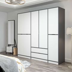 Elina 5 Kapaklı Dolap - Antrasit/Beyaz