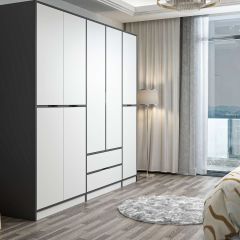 Elina 5 Kapaklı Dolap - Antrasit/Beyaz