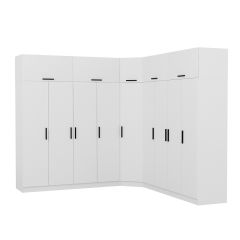 Minar Kale 9 Kapaklı 4 Ç Köşe Dolap + Yüklük Beyaz