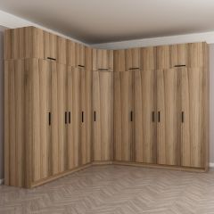 Minar Kale 9 Kapaklı 4 Ç Köşe Dolap + Yüklük Dore