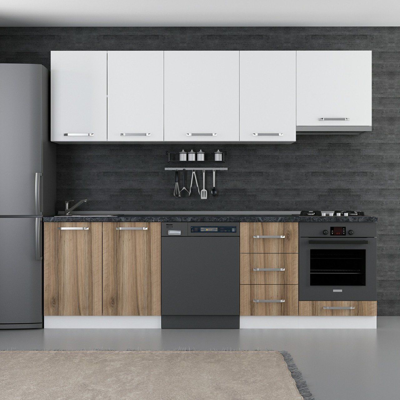 Minar 255 Cm Mutfak Dolabı Beyaz Dore 255-D13